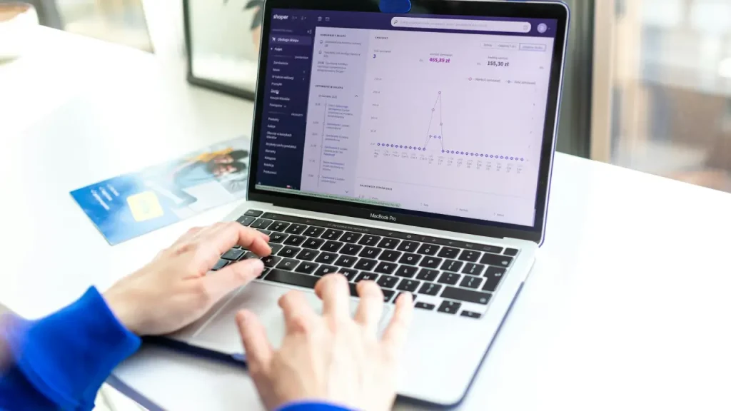 What Makes A Domain Premium? Laptop in a an office